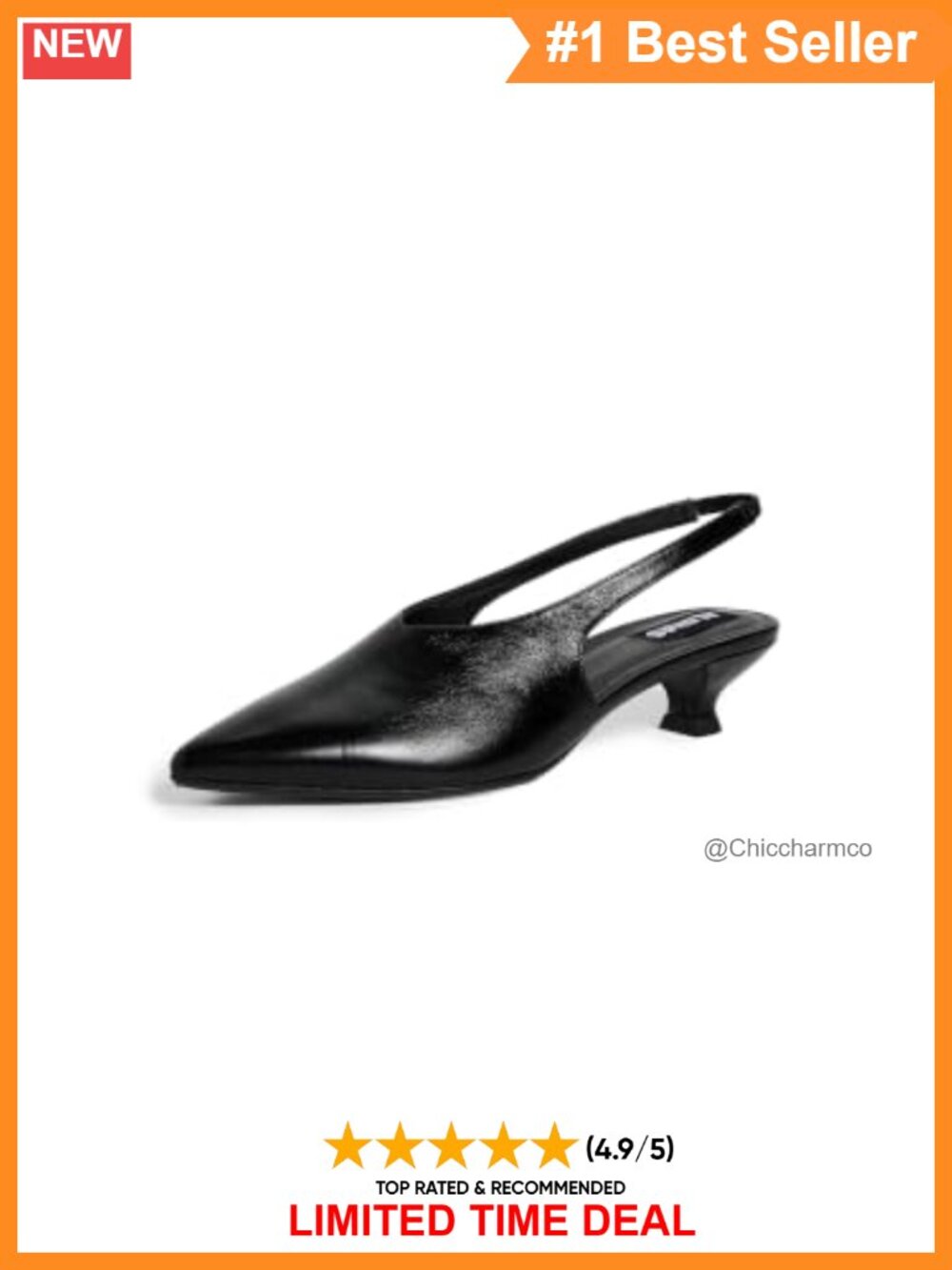 Pointed Toe Kitten Heel Mules with Elastic Strap